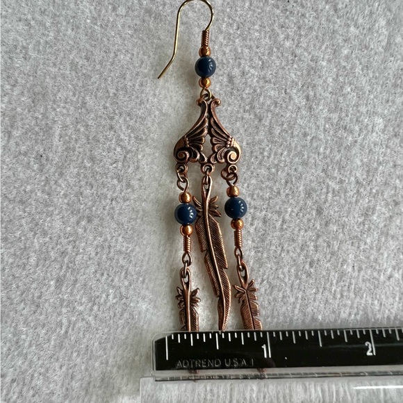 Vintage Copper & Lapis Native American dangle Earrings - Picture 7 of 7